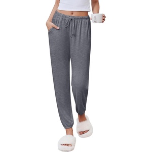image:imageEkouaer Womens Jogger Pajamas Pants Comfy Long Lounge BottomDrawstring Elastic Waist Sleep Pants with PocketsDark Grey