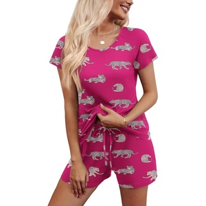 image:imageEkouaer Womens Pajama Set 2 Piece Soft Lounge Set Short Sleeve Cozy Sleepwear Pjs Casual Loose Loungewear