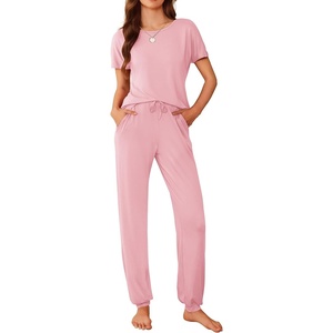 image:imageEkouaer Womens Pajama Sets Short Sleeve Lounge Sets for Women Printed Jogger Pajama Set 2 Piece Pj Sets With Pockets SXXLPink
