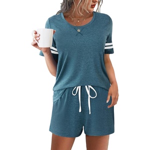image:imageEkouaer Womens Pajama Sets Short Sleeve Short Sets 2 Piece Sleepwear Soft Lounge Sets with PocketSXXL