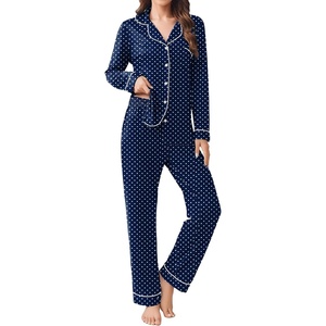image:imageEkouaer Womens Pajamas Set 2 Piece Button Down Pjs Soft Long Sleeve Top and Pants Sleepwear Set Lounge SetsPolka Dots