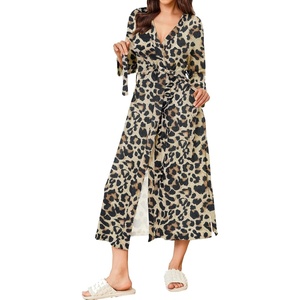 image:imageEkouaer Womens Robe Long Waffle Knit Bathrobe Lightweight Soft Kimono Robes Loungewear SXXLBig Waffleleopard