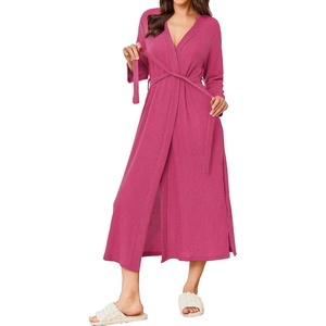 image:imageEkouaer Womens Robe Long Waffle Knit Bathrobe Lightweight Soft Kimono Robes Loungewear SXXLSmall Wafflerose