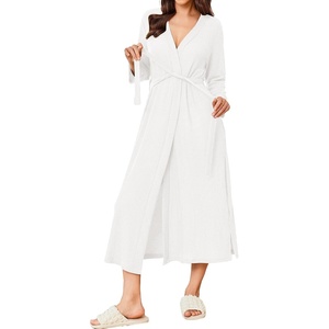 image:imageEkouaer Womens Robe Long Waffle Knit Bathrobe Lightweight Soft Kimono Robes Loungewear SXXLSmall Wafflewhite