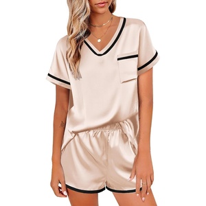 image:imageEkouaer Womens Satin pajamas Set VNeck Silky Sleepwear Classic Soft Nightwear Champagne