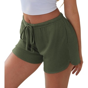 image:imageEkouaer Womens Waffle Knit Pajama Shorts Soft Drawstring Lounge bottoms Casual Workout Shorts with PocketsGreen