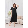 image:imageEkouaer 2 Pack Long Nightgowns for Women Short Sleeve Crew Neck Soft House Dress Loungewear Nightshirt with Pockets S3XLBlackBlue Floral