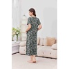 image:imageEkouaer 2 Pack Long Nightgowns for Women Short Sleeve Crew Neck Soft House Dress Loungewear Nightshirt with Pockets S3XLBlackBlue Floral