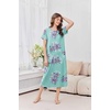 image:imageEkouaer 2 Pack Long Nightgowns for Women Short Sleeve Crew Neck Soft House Dress Loungewear Nightshirt with Pockets S3XLBlackBlue Flower