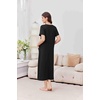 image:imageEkouaer 2 Pack Long Nightgowns for Women Short Sleeve Crew Neck Soft House Dress Loungewear Nightshirt with Pockets S3XLBlackBlue Flower