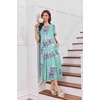 image:imageEkouaer 2 Pack Long Nightgowns for Women Short Sleeve Crew Neck Soft House Dress Loungewear Nightshirt with Pockets S3XLBlackBlue Flower