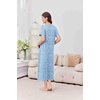 image:imageEkouaer 2 Pack Long Nightgowns for Women Short Sleeve Crew Neck Soft House Dress Loungewear Nightshirt with Pockets S3XLBlackLight Blue Floral