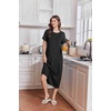 image:imageEkouaer 2 Pack Long Nightgowns for Women Short Sleeve Crew Neck Soft House Dress Loungewear Nightshirt with Pockets S3XLBlackNavy Blue
