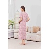 image:imageEkouaer 2 Pack Long Nightgowns for Women Short Sleeve Crew Neck Soft House Dress Loungewear Nightshirt with Pockets S3XLBlackPink Flower