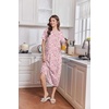 image:imageEkouaer 2 Pack Long Nightgowns for Women Short Sleeve Crew Neck Soft House Dress Loungewear Nightshirt with Pockets S3XLBlackPink Flower