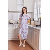 image:imageEkouaer 2 Pack Long Nightgowns for Women Short Sleeve Crew Neck Soft House Dress Loungewear Nightshirt with Pockets S3XLBlue FlowerPink Flower