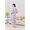 image:imageEkouaer 2 Pack Long Nightgowns for Women Short Sleeve Crew Neck Soft House Dress Loungewear Nightshirt with Pockets S3XLBlue FlowerPink Flower