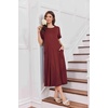 image:imageEkouaer 2 Pack Long Nightgowns for Women Short Sleeve Crew Neck Soft House Dress Loungewear Nightshirt with Pockets S3XLBlue GreenWine Red