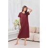 image:imageEkouaer 2 Pack Long Nightgowns for Women Short Sleeve Crew Neck Soft House Dress Loungewear Nightshirt with Pockets S3XLBlue GreenWine Red