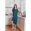 image:imageEkouaer 2 Pack Long Nightgowns for Women Short Sleeve Crew Neck Soft House Dress Loungewear Nightshirt with Pockets S3XLBlue GreenWine Red