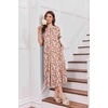 image:imageEkouaer 2 Pack Long Nightgowns for Women Short Sleeve Crew Neck Soft House Dress Loungewear Nightshirt with Pockets S3XLFloral ClusterslBlack Floral