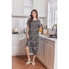image:imageEkouaer 2 Pack Long Nightgowns for Women Short Sleeve Crew Neck Soft House Dress Loungewear Nightshirt with Pockets S3XLFloral ClusterslBlack Floral