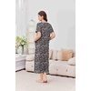 image:imageEkouaer 2 Pack Long Nightgowns for Women Short Sleeve Crew Neck Soft House Dress Loungewear Nightshirt with Pockets S3XLFloral ClusterslBlack Floral