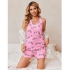 image:imageEkouaer 2 Pack Pajamas for Women Set Tank Top and Shorts Pjs Soft Sleeveless Sleepwear Summer LoungewearSXXLBlack HeartPink Love