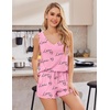 image:imageEkouaer 2 Pack Pajamas for Women Set Tank Top and Shorts Pjs Soft Sleeveless Sleepwear Summer LoungewearSXXLBlack HeartPink Love