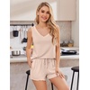 image:imageEkouaer 2 Pack Pajamas for Women Set Tank Top and Shorts Pjs Soft Sleeveless Sleepwear Summer LoungewearSXXLBlackChampagne