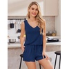 image:imageEkouaer 2 Pack Pajamas for Women Set Tank Top and Shorts Pjs Soft Sleeveless Sleepwear Summer LoungewearSXXLBlackNavy Blue