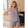 image:imageEkouaer 2 Pack Pajamas for Women Set Tank Top and Shorts Pjs Soft Sleeveless Sleepwear Summer LoungewearSXXLCoffee CupBlue Stars