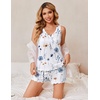 image:imageEkouaer 2 Pack Pajamas for Women Set Tank Top and Shorts Pjs Soft Sleeveless Sleepwear Summer LoungewearSXXLFlower GreenFlower White