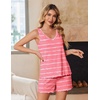 image:imageEkouaer 2 Pack Pajamas for Women Set Tank Top and Shorts Pjs Soft Sleeveless Sleepwear Summer LoungewearSXXLPink StripeGrey Star