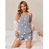 image:imageEkouaer 2 Pack Pajamas for Women Set Tank Top and Shorts Pjs Soft Sleeveless Sleepwear Summer LoungewearSXXLPink StripeGrey Star