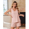 image:imageEkouaer 2 Pack Pajamas for Women Set Tank Top and Shorts Pjs Soft Sleeveless Sleepwear Summer LoungewearSXXLPinkFlower Blue