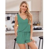 image:imageEkouaer 2 Pack Pajamas for Women Set Tank Top and Shorts Pjs Soft Sleeveless Sleepwear Summer LoungewearSXXLPinkGrey Green