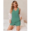 image:imageEkouaer 2 Pack Pajamas for Women Set Tank Top and Shorts Pjs Soft Sleeveless Sleepwear Summer LoungewearSXXLPinkGrey Green