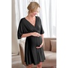 image:imageEkouaer 3 in 1 LaborDeliveryHospital Gown 2 Pack Maternity Dress Nursing Nightgown SleepwearBlackLake Blue