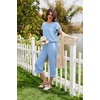 image:imageEkouaer Capri Pajamas Set Womens Ruffle Sleeve Top and Capri Pants Soft Sleepwear Loungewear with PocketsBaby Blue