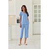 image:imageEkouaer Capri Pajamas Set Womens Ruffle Sleeve Top and Capri Pants Soft Sleepwear Loungewear with PocketsBaby Blue