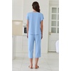 image:imageEkouaer Capri Pajamas Set Womens Ruffle Sleeve Top and Capri Pants Soft Sleepwear Loungewear with PocketsBaby Blue
