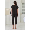 image:imageEkouaer Capri Pajamas Set Womens Ruffle Sleeve Top and Capri Pants Soft Sleepwear Loungewear with PocketsBlack