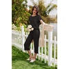 image:imageEkouaer Capri Pajamas Set Womens Ruffle Sleeve Top and Capri Pants Soft Sleepwear Loungewear with PocketsBlack