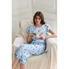 image:imageEkouaer Capri Pajamas Set Womens Ruffle Sleeve Top and Capri Pants Soft Sleepwear Loungewear with PocketsBlue Stars