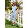 image:imageEkouaer Capri Pajamas Set Womens Ruffle Sleeve Top and Capri Pants Soft Sleepwear Loungewear with PocketsBlue Stars