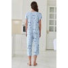 image:imageEkouaer Capri Pajamas Set Womens Ruffle Sleeve Top and Capri Pants Soft Sleepwear Loungewear with PocketsBlue Stars
