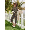 image:imageEkouaer Capri Pajamas Set Womens Ruffle Sleeve Top and Capri Pants Soft Sleepwear Loungewear with PocketsBrown Ethnic