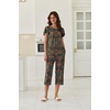 image:imageEkouaer Capri Pajamas Set Womens Ruffle Sleeve Top and Capri Pants Soft Sleepwear Loungewear with PocketsBrown Ethnic