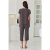 image:imageEkouaer Capri Pajamas Set Womens Ruffle Sleeve Top and Capri Pants Soft Sleepwear Loungewear with PocketsDark Gray